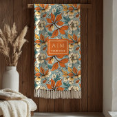 Warm Terracotta Copper Pastel Green Fall Flowers Fleecedecke