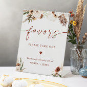 Warm Terracotta Earthy Boho Floral Favors Wedding Sockelschild