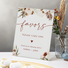 Warm Terracotta Earthy Boho Floral Favors Wedding Sockelschild
