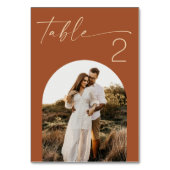 Warm Terracotta Fall Wedding | Sienna Modern Photo Tischnummer (Rückseite)