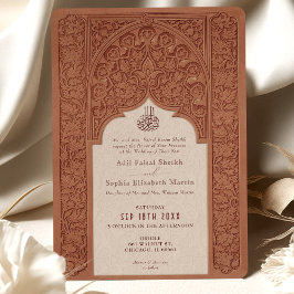 Warm Terracotta Lace Hochzeit Traditionelle islami Einladung