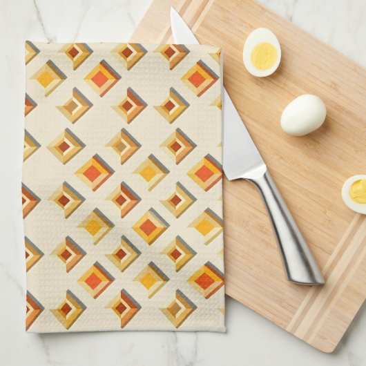 Warm toned embossed geometric diamond pattern geschirrtuch (Viertel Falte)