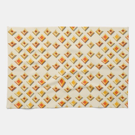 Warm toned embossed geometric diamond pattern geschirrtuch (Horizontal)