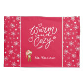 Warm und gemütlich Mr. & Mrs Matching Christmas Re Kissenbezug (Rückseite-Links)