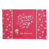 Warm und gemütlich Mr. & Mrs Matching Christmas Re Kissenbezug (Vorderseite-Links)