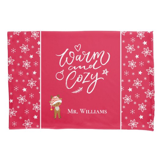 Warm und gemütlich Mr. & Mrs Matching Christmas Re Kissenbezug (Vorderseite-Links)