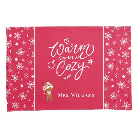 Warm und gemütlich Mr. & Mrs Matching Christmas Re Kissenbezug (Vorderseite-Rechts)