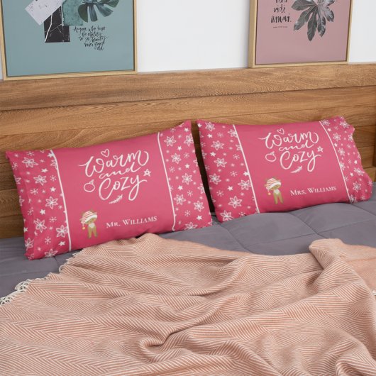 Warm und gemütlich Mr. & Mrs Matching Christmas Re Kissenbezug