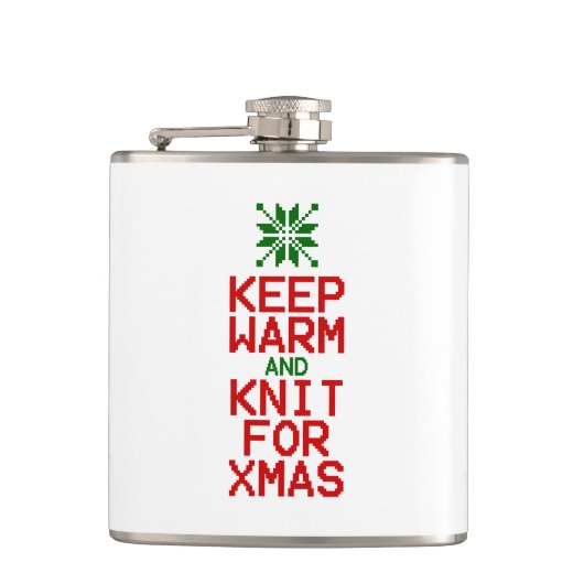 Warm und Strick für Weihnachten behalten Flachmann (Vorderseite)