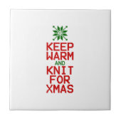 Warm und Strick für Weihnachten behalten Fliese (Vorderseite)