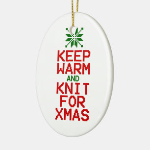 Warm und Strick für Weihnachten behalten Keramikornament