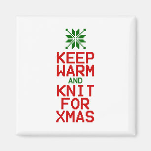 Warm und Strick für Weihnachten behalten Magnet