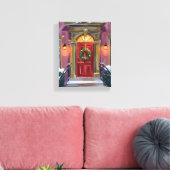 Warm Welcome | Christmas Red Wreath Cozy Painting Leinwanddruck (Insitu (Wohnzimmer))