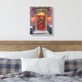 Warm Welcome | Christmas Red Wreath Cozy Painting Leinwanddruck (Insitu (Schlafzimmer))