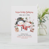 Warm Winter Gathering – Winterful Party Invitation Einladung (Stehend Vorderseite)