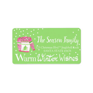 Warm Winter Wishes Christmas Sweater Adressaufkleber