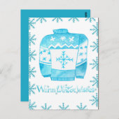 Warm Winter Wishes Christmas Sweater Postkarte (Vorne/Hinten)