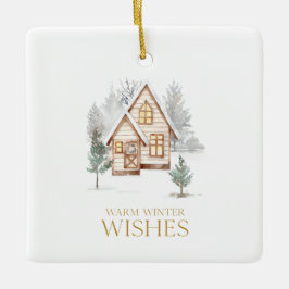 Warm Winter Wishes Cozy Cottage Keramikornament