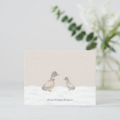 Warm Winter Wishes Cute Ducks In The Snow Card Postkarte (Stehend Vorderseite)