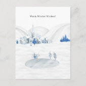 Warm Winter Wishes Winter Village Cute Mice Postkarte (Vorderseite)