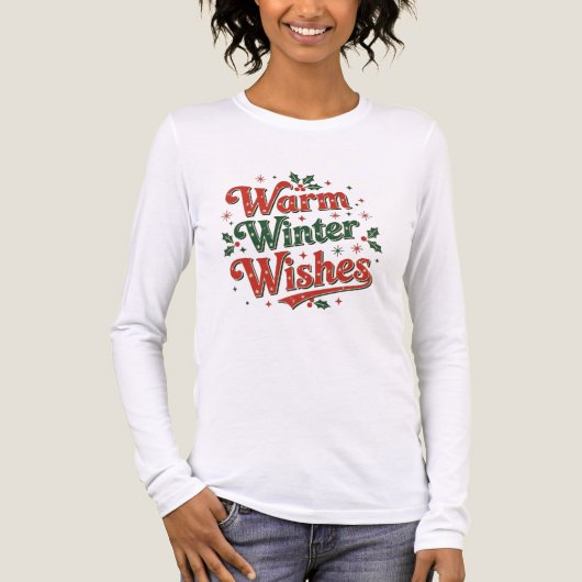 Warm winter wishesminimal chic Santa christmas tee (Vorderseite)