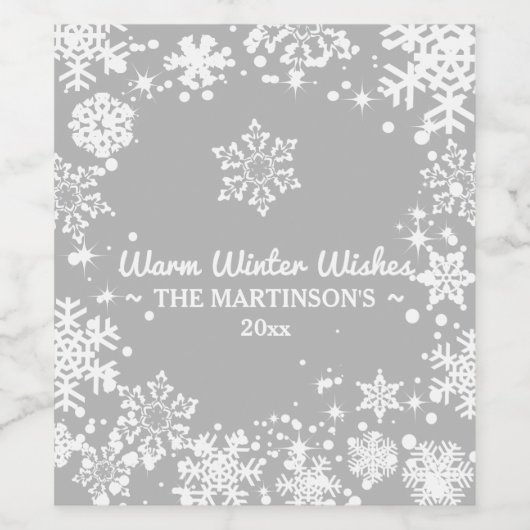 Warm, Winter, Wünsche, Urlaub Weinetikett (Einzelnes Label)