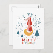  Warm wish Cute Dog Postcard in Christmas Postkarte (Vorne/Hinten)