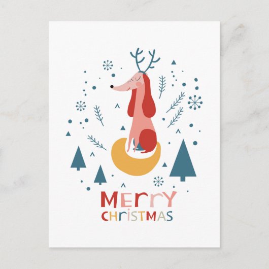  Warm wish Cute Dog Postcard in Christmas Postkarte (Vorderseite)