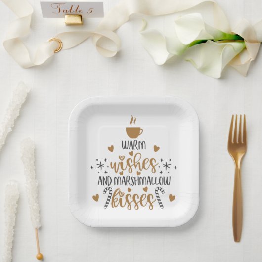 Warm Wishes and Marshmallow Kisses Pappteller (Hochzeit)