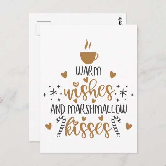 Warm Wishes and Marshmallow Kisses  Postkarte (Vorne/Hinten)