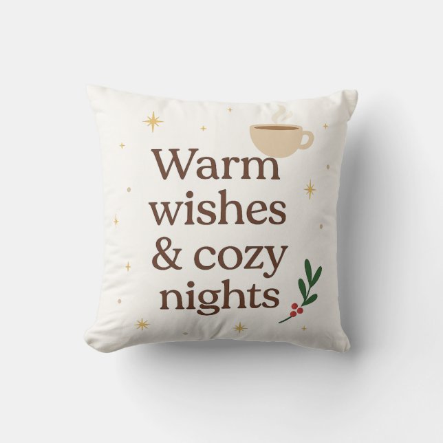 Warm Wishes & Cozy Nights – Minimalist Holiday  Kissen (Vorderseite)