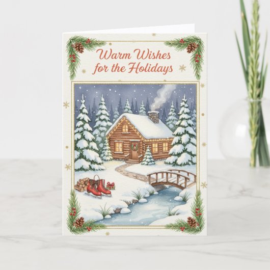 Warm Wishes for the Holidays Folded Greeting Card Karte (Vorderseite)