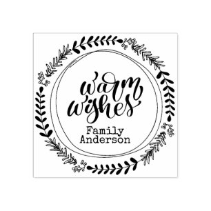 WARM WISHES Kalligrafischer Personalisierter NAME Gummistempel