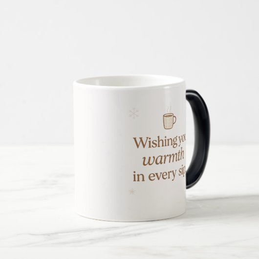 Warm Wishes | Minimalist Christmas Quote Mug Verwandlungstasse (VorderseiteRechts)