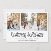 Warm Wishes Outline Lettering 3 Feiertagskarte (Vorderseite)