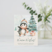 Warm Wishes Penguin Feiertagskarte (Stehend Vorderseite)