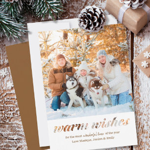 Warm Wishes Typography Montage Quadratisches Foto Feiertagskarte