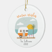 Warm Wishs Beach Orange Camper Flamingo Keramik Ornament (Links)