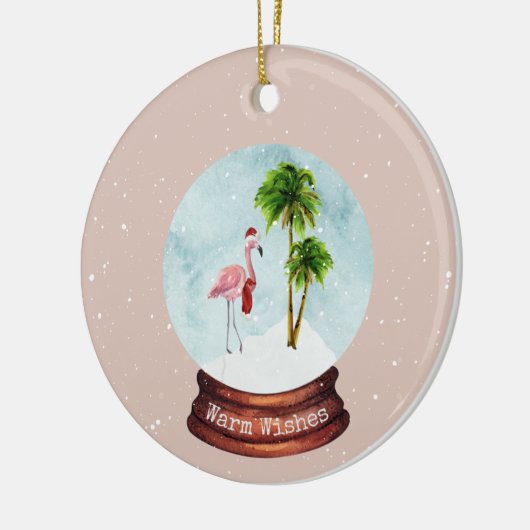 Warm Wishs Flamingo Snowglobe Keramik Ornament (Links)