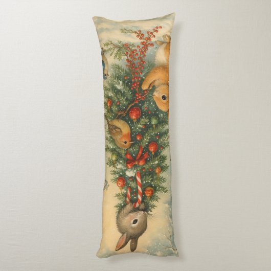 Warm woodland bunny christmas festive winter seitenschläferkissen (Rückseite (Vertikal))