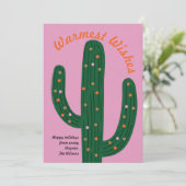 Warm wünscht Festive Cactus Holiday Card Karte (Stehend Vorderseite)