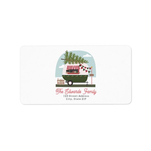 Warm wünscht Hot Cocoa Camper Weihnachten Adressaufkleber (Vorne)