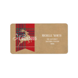 Warm wünscht Kraft & Tartan Red ID589 Adressaufkleber