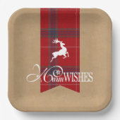 Warm wünscht Kraft & Tartan Red ID589 Pappteller (Vorderseite)