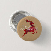 Warm wünscht Reindeer Tartan Red/Kraft ID589 Button (Vorne & Hinten)