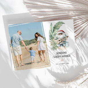 Warm wünscht Tropical Santa Claus Weihnachts-Foto Feiertagspostkarte