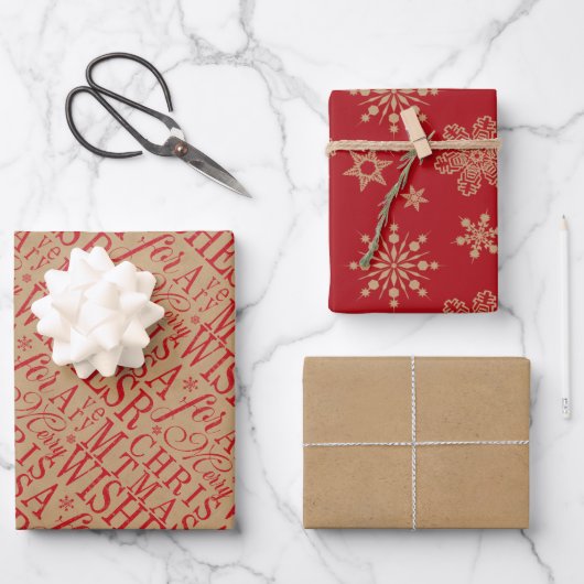 Warm wünscht Typografie Kraft Papier rot ID589 (Vorderseite)