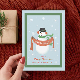 Warm wünscht Vintag Snowman Illustriert Feiertagskarte