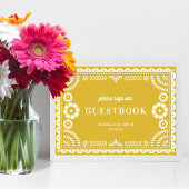 Warm Yellow Papel Picado Wedding Gästebuchuntersch Poster