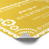 Warm Yellow Papel Picado Wedding Gästebuchuntersch Poster (Ecke)